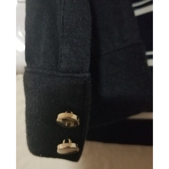 Ann Taylor Button Down Shirt Navy White Striped Long Sleeve Womens Medium - Picture 4 of 4